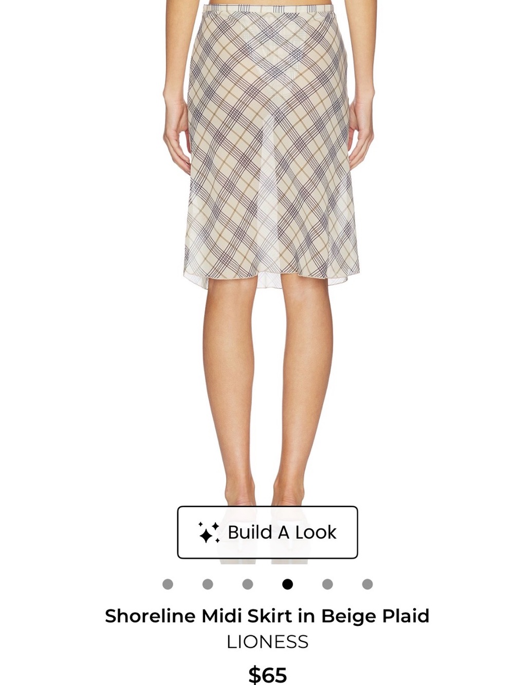 Lioness Shoreline Midi Skirt in Beige Plaid